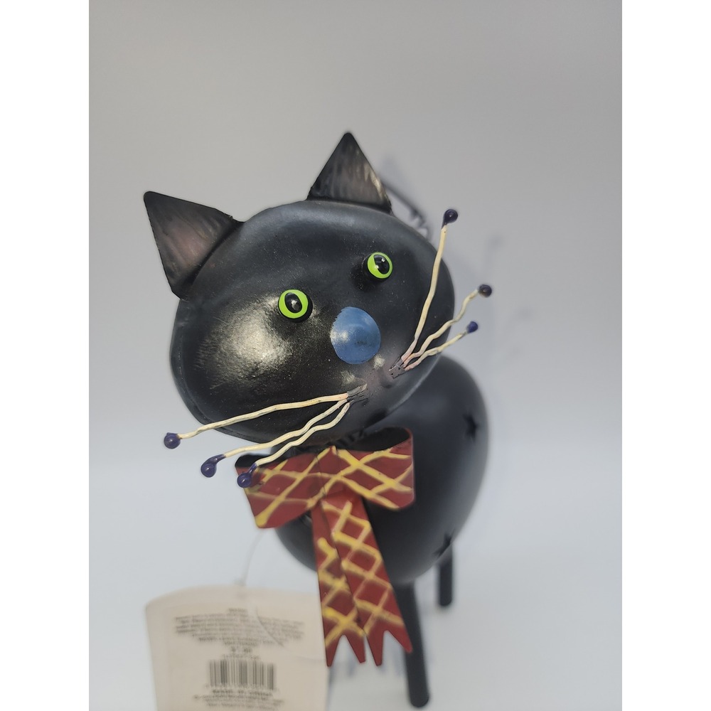 Vintage Style Metal Black Cat Tea Light Candle Holder Crow Folk Art Halloween - Picture 4 of 8